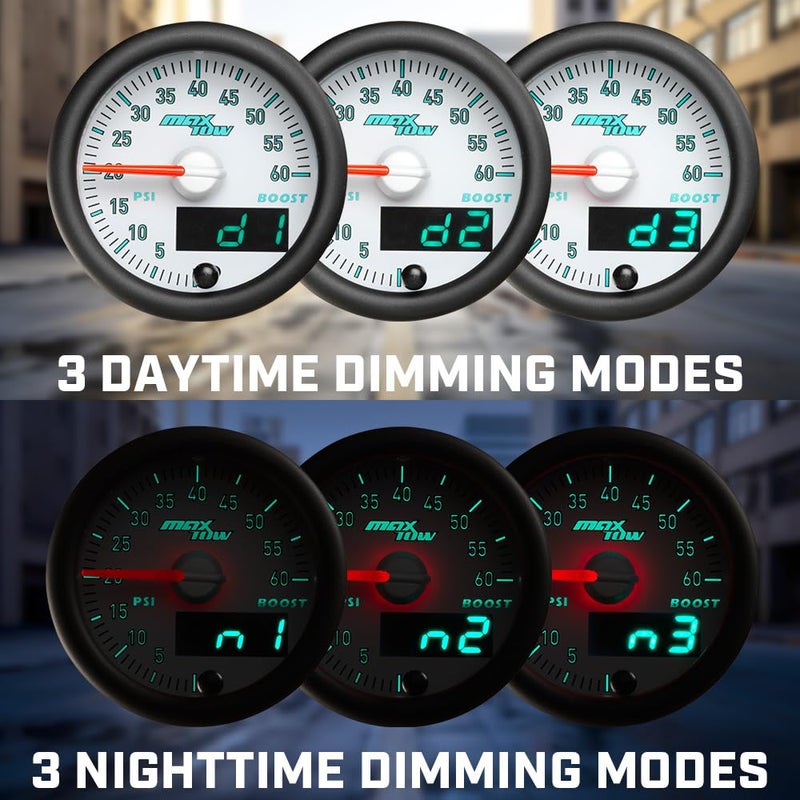 MaxTow Match 30,000 PSI Fuel Rail Pressure Gauge Kit for Dodge Ram 5.9L 6.7L Cummins 3rd Gen Diesel Truck - Double Vision Display with Analog & Digital Readouts - 2-1/16" - Image 5